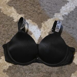 Elegant Black Bra with Embellished Straps